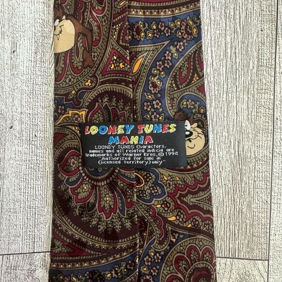 Looney Tunes Mania Tasmanian Devil Vintage Silk Tie - Picture 3 of 4
